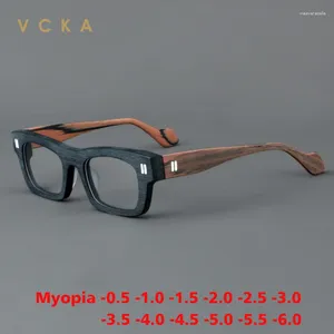 Lunettes de soleil VCKA ACÉTATE MYOPIA LOCESSES Cadre des hommes Square Prescription Optical Eyeglass Custom Women Luxury Retro Eyewear -0,5 to -6.0