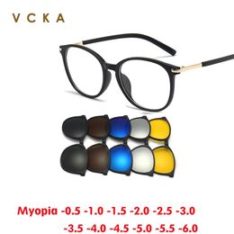 Lunettes de soleil VCKA Clip magnétique et lunettes de myopie Prescription 05 à 10 Femmes Hommes Lunettes d'extérieur pour l'astigmatisme myope 231121