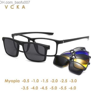 Zonnebril VCKA Bijziendheidsbril -0,5 tot -10 met magnetische clip zonnebril vierkant frame voor dames op sterkte voor dimlicht migraine Z230717