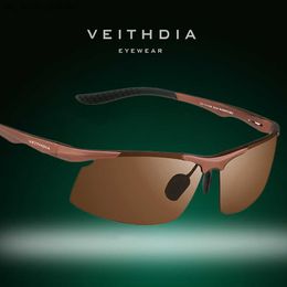Gafas de sol VEITHDIA Marca Gafas de sol Aluminio Hombres Polarizado UV400 Lente Sin montura Conducción Pesca Gafas de sol Gafas deportivas para hombre V6535 L230523