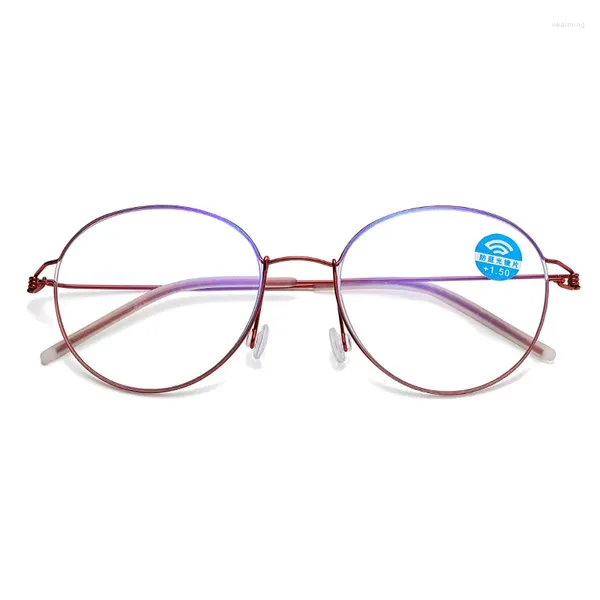 Gafas de sol Vintage Anti-azul Hombres Mujeres Redondas Sin tornillos Gafas de lectura 1.50 Lupa ultraligera antifatiga