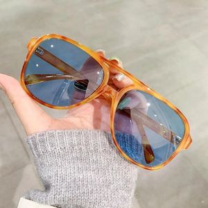 Gafas de sol Vintage Diseñador cuadrado Polarizado para hombres tendencia gafas solas punk gran marco de doble puente tonos