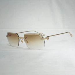 Occhiali da sole Occhiali da sole vintage senza montatura con taglio a diamante Uomo Oculos Lenti fotocromatiche Occhiali da donna con montatura in metallo Occhiali trasparenti Gafas con custodia