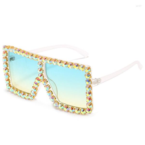 Gafas de sol Vintage Diamond Mujeres Diseñador de la marca Rhinestone Mujer Goggle Anteojos