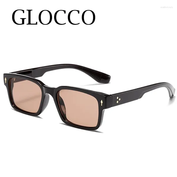 Gafas de sol Vintage Moda Cuadrado Mujeres Hombres Diseñador de marca Tendencia Arroz Clavo Marco pequeño Rectángulo Gafas de sol Sombras UV400