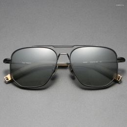 Lunettes de soleil Vintage mode ultralégère titane pur lunettes de soleil UV400 polarisées grand carré conception haute IP placage femmes homme