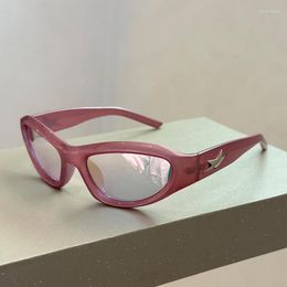 Zonnebrillen vintage mode y2k cat eye klink star dames voor mannen ontwerper punk zonneglazen trend roze sport goggle