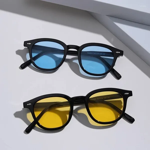 Lunettes de soleil Vintage Fashion Jaune Blue Green Femmes Men 2024 Produits de tendance Ins Tint Ocean Len Streetwear Party OCulos