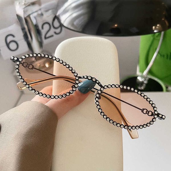 Lunettes de soleil Vintage Full Crystal Antiblue Light Lunettes de vue pour femmes Nouvel alliage Petit Ovale Strass Brillant Clair Lunettes Cadre Lunettes de Soleil J230422