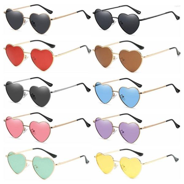 Gafas de sol Vintage Metal marco polarizado gafas de sol mujeres corazón en forma de corazón UV400 gafas