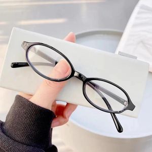 Zonnebril Vintage Ovale Bril Retro Cat Eye Frame Lezen Clear Lens Eenvoudige Vrouwelijke Brillen Zoete Kleine Y2K Bril