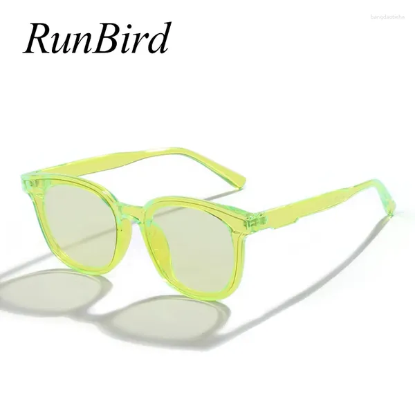 Lunettes de soleil vintage surdimensionnée ronde Femmes hommes 2024 Brand Design Fluorescent Green Big Frame Fashion Cool Sun Glases Shades 5491