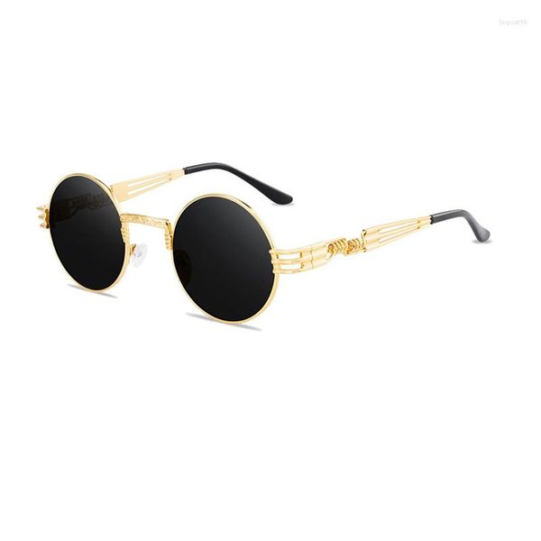 Lunettes de soleil Vintage Rap hommes femmes Steam Punk Style Hip-Hop petit rond rétro métal cadre conduite lunettes UV400