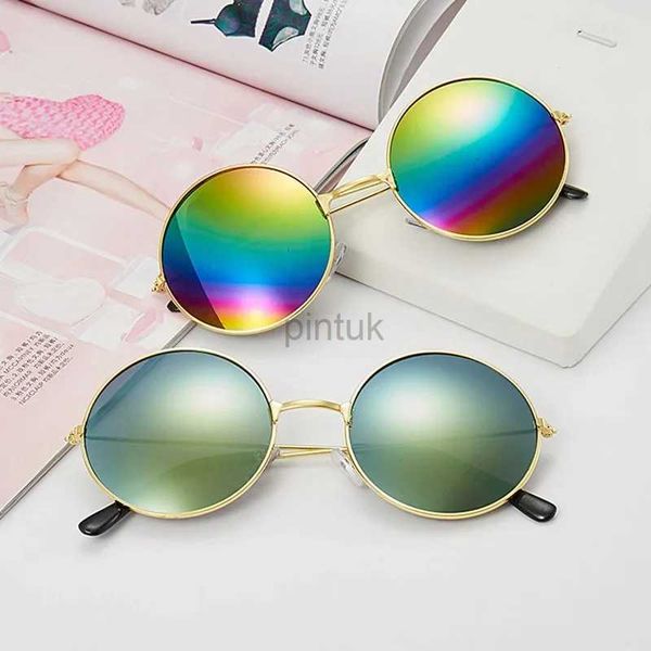 Lunettes de soleil Vintage rétro polarisée Punk Punk Sunglasses Fashion Metal Round Mirorear Men Men de soleil Circle Soleil UV400 240412