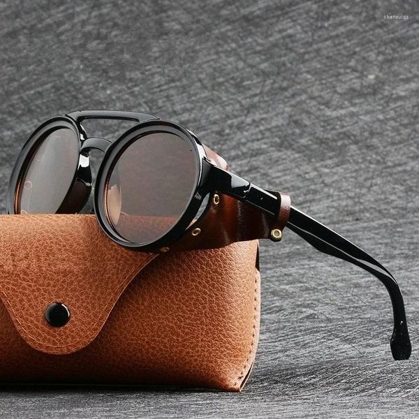 Gafas de sol Vintage Retro Redondas Para Hombres Mujeres Cyber Punk Gafas Góticas Steampunk UV400