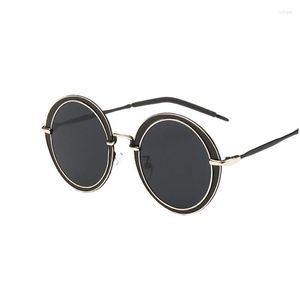 Zonnebrillen vintage ronde van unisex designer glazen lensreflectie