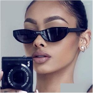 Lunettes de soleil Vintage Siamese Cateye pour femmes 2023 Marque Petit cadre en plastique Classique Rec Sun Lunettes Femme Noir Ocos Drop Livraison Dh4Uo