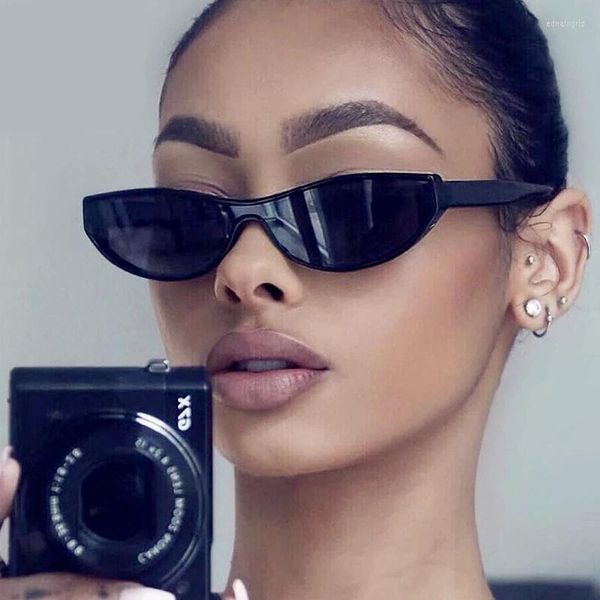 Lunettes de soleil Vintage siamois Cateye pour femmes 2023 marque petit cadre en plastique classique Rectangle lunettes de soleil femme noir Oculos