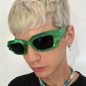 Lunettes de soleil Small Rectangle Green Femmes 2023 Shades UV400 Retro Square Leopard Sun Sunshes for Men Eyewear Brand Design