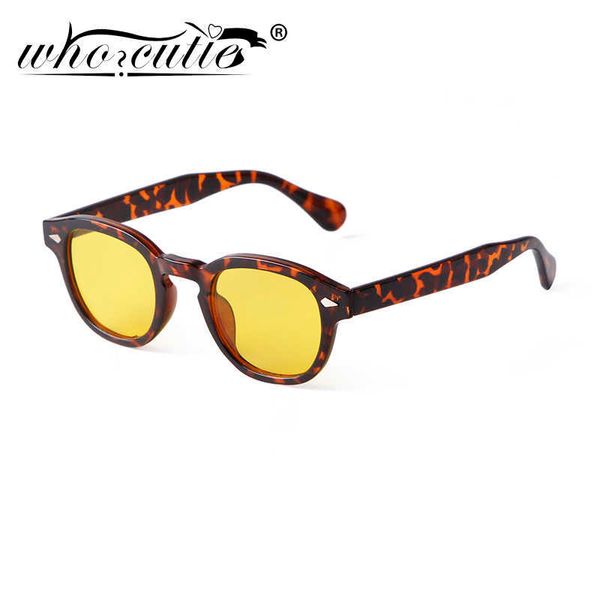 Lunettes de soleil Vintage lunettes de soleil carrées femmes lentille jaune lunettes de soleil mode décor rivets rond écaille de tortue cadre hommes nuances lunettes UV400 P230406