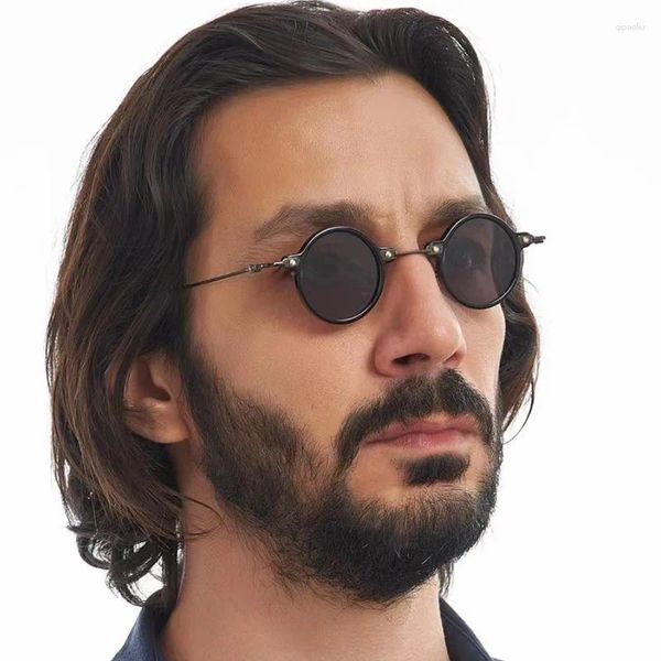 Gafas de sol Vintage Steampunk Retro redondo Metal pequeñas Gafas de Sol para hombres y mujeres marca diseñador círculo Oculos Gafas De Sol