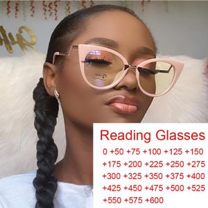 Zonnebrillen vintage transparante glazen vrouwen kat oogblauw licht filter computervrame verbeteren comfort presbyopia leesing 302r