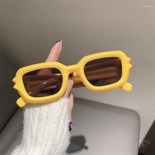 Gafas de sol Vintage Y2K marca diseñador cuadrado mujeres para hombres moda gafas de sol lujo tendencia Color caramelo Punk sombras UV400