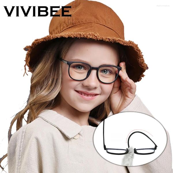 Gafas de sol VIVIBEE 2024 Niñas Anti Azul Gafas de computadora Bloqueo Niños Filtro redondo Anteojos TR90 Marco mate Niños Protección para los ojos