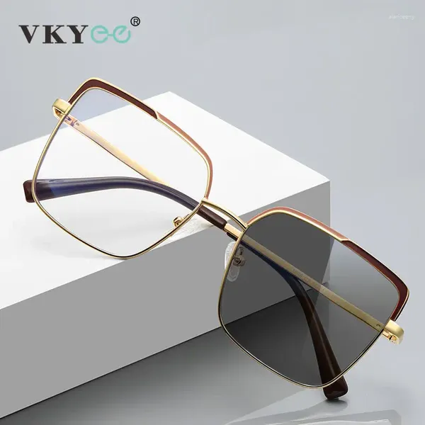 Gafas de sol VKYEE Moda Unisex Gafas de lectura pocromáticas Cuadrado para mujer Marco grande Prescripción personalizada Anteojos de luz anti-azul 3096