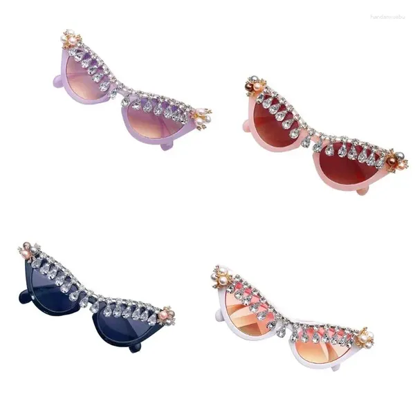 Lunettes de soleil goutte d'eau strass pour filles et garçons, accessoires Po, style Y2K, lunettes œil de chat de voyage, cadeaux pour adolescents