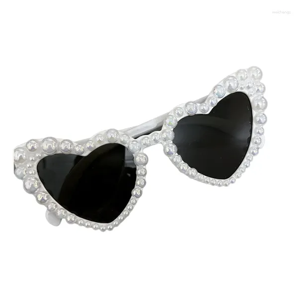 Gafas de sol Marco de perlas para fiesta de boda para novia Carnavales para adultos Tomando gafas PO Corazón junto al mar T8NB