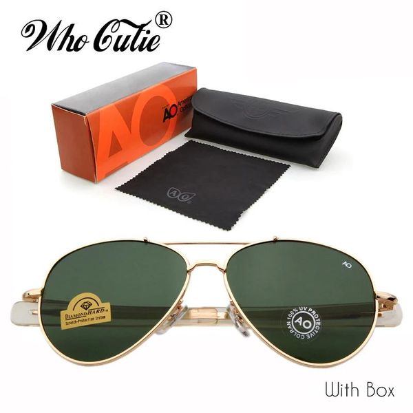 Sonnenbrille Who Cutie Brand Ao Sonnenbrille Pilot 90er Jahre Herren Army Military 12k Gold getönter Rahmen Amerikanische optische Linse Sonnenbrille mit Box Om288b