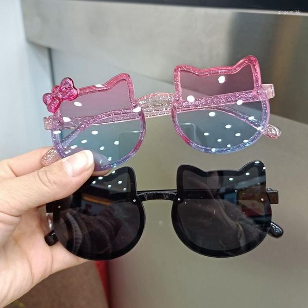 Lunettes de soleil Enfants d'été en gros mignon Kitty acrylique arc extérieur verres de protection bébé filles classiques enfants garçon