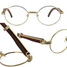 zonnebril Groothandel Houten brilmonturen Ronde Metalen Brillen lenzenvloeistof vrouwelijke vrouwen zilveren gouden frame C Decoratie Brillen