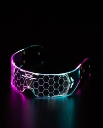 Zonnebril op grote schaal aangebracht Great Light Up Led Rave Glasses Honeycomb Lens Futuristisch voor Club3393732