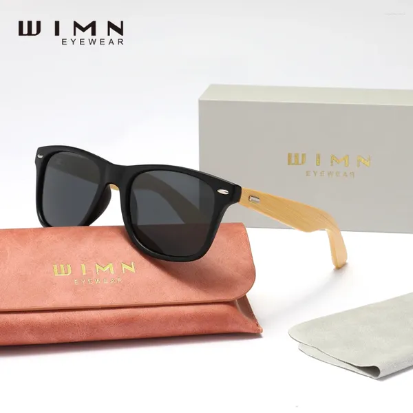 Gafas de sol Wimn Bambú de cuadro completo para hombres Polarizados UV400 Gases de madera de mujeres Regalos de alta calidad Eyevieras deportivas