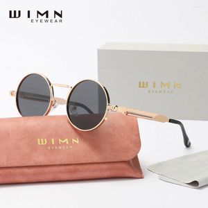 Lunettes de soleil Wimn Gothic Steampunk Polarized Men Brand Designer Vintage Round Metal Frame Sun Glasses UV400 Extérieur Sports Eyewear