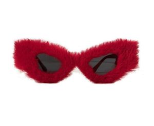 Lunettes de soleil Lunets de fête rouge en peluche rouge Sun Christmassunglasses9643655