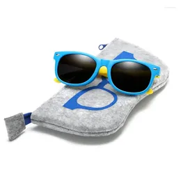 Zonnebril met tas Rubber TR90 Kinderen TAC Gepolariseerde kinderzonnebril voor meisjes Jongens Babybrillen