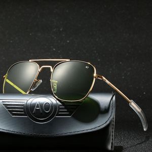 Nuevas gafas de sol AO para hombre, gafas de sol de diseñador para hombre, ejército americano, lentes de cristal óptico militar, personalidad de cartón
