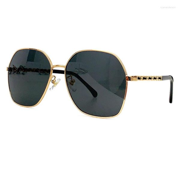 Gafas de sol Mujer 2023 Cadena de metal Templo Diseño clásico Lente degradado UV400 Tonos Moda Lunette Soleil Femme