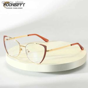 Zonnebrillen vrouwen anti blauw lichtglazen vintage katten oogglazen metalen frame optische computerspel bril voor dames luxe merk unisex y240416