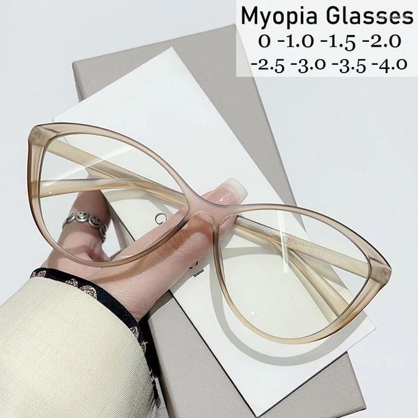 Lunettes de soleil femmes anti-rayons bleus myopie lunettes mode œil de chat concepteur lunettes de vue courte prescription moins dioptrie 0 à -4.0