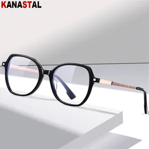 Zonnebril Dames Blauw licht blokkerende bril Trendy Acetaatvezel Metaal Brillen Brillen op sterkte Frame Mannen Anti Ray Computerbril