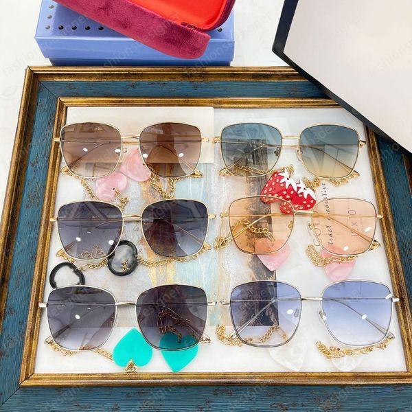 Óculos de sol feminino designer masculino óculos de sol com armação de metal com corrente 1:1 modelo 1030SK Óculos clássicos masculinos de luxo italiano com caixa de óculos de sol de grife