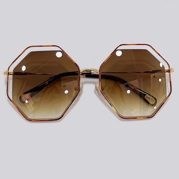 Lunettes de soleil femmes mode hexagone marque Design lunettes de luxe lunettes de soleil carrées UV400 avec boîtes