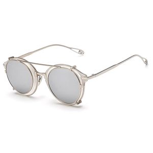 Gafas de sol Mujer Moda Marco de metal redondo Desmontable Retro Steampunk Hombres Ocio al aire libre Artes Eveing Wear Gafas de sol de vacaciones