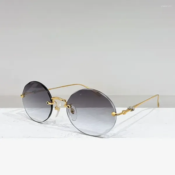 Gafas de sol Mujeres al aire libre Sunshine Driving Viajes Ovalos Ovales Diseño de borde Eyewear UV400 Fashion Luxury Famá