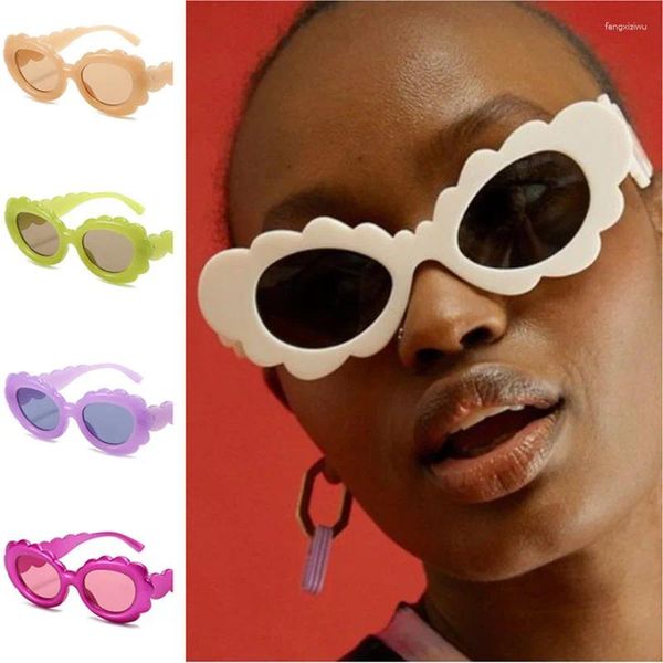 Lunettes de soleil ovales pour femmes, verres de personnalité, tournesol, Anti-UV, lunettes simples, couleur bonbon, ornemental