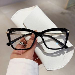 Zonnebril Vrouwen Retro Anti Blauw Licht Bril Cat Eye Metalen Frame Brillen Optisch Spektakel Merk Designer Transparante Mode Brillen